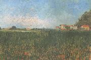 Vincent Van Gogh Farmhouses in a Wheat Field near Arles (nn04) oil painting reproduction